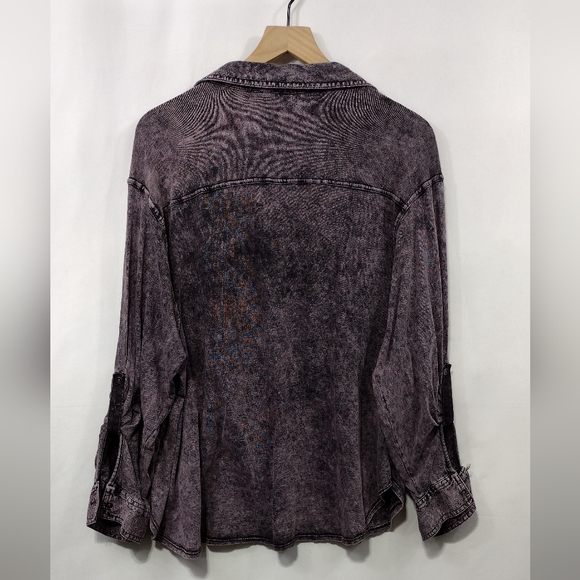 Rock & Republic Acid Wash Top Womens 3X Black Boho Retro 90s Y2K Grunge - Picture 5 of 9